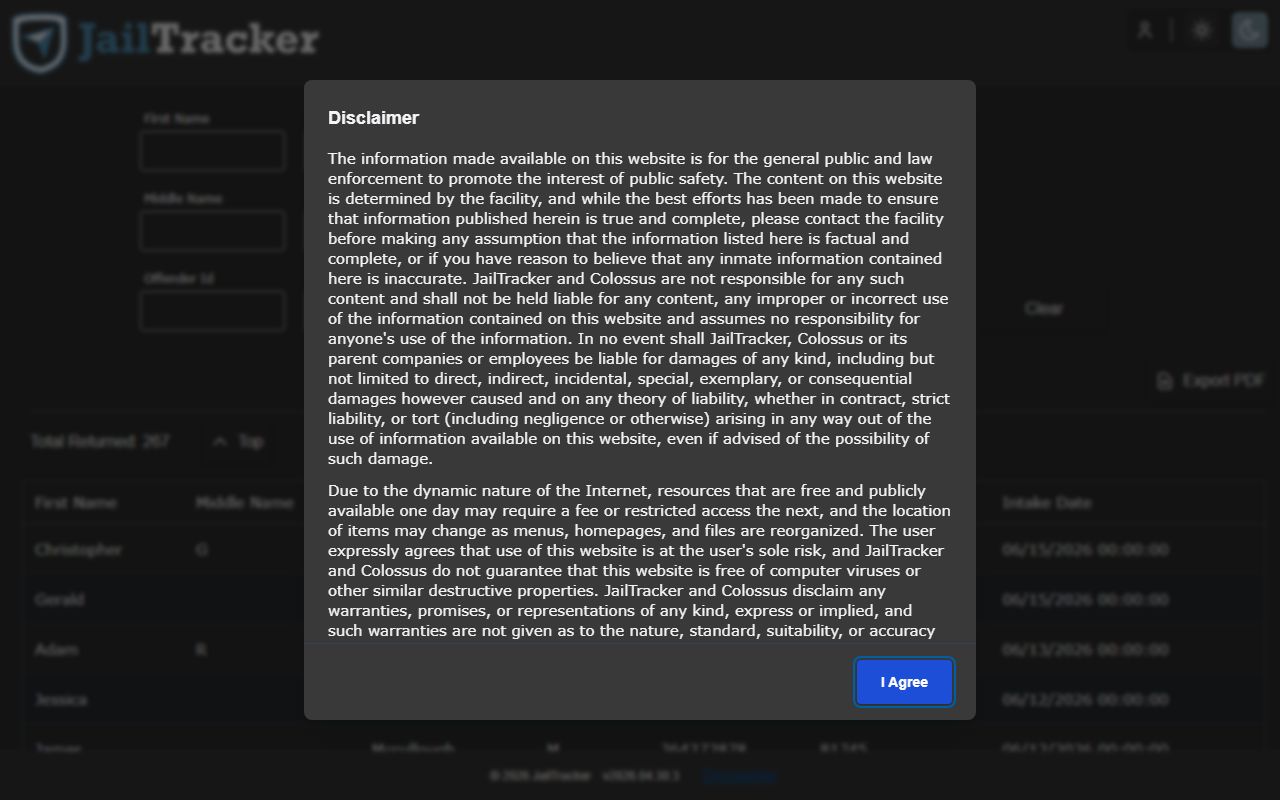 Wolfe County inmate population JailTracker roster search for Three Forks Regional Jail